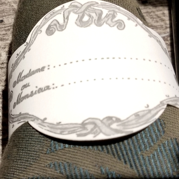 Jan de Luz: 25 fancy place cards/napkin rings NWOT - Picture 2 of 5